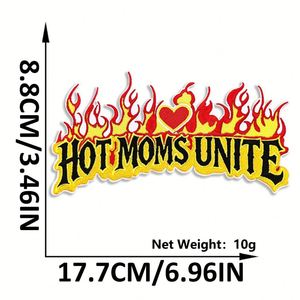 Patch thermocollant brodé style américain, motif flamme et cœur, avec inscription 'Hot Mom Sporty', pour la décoration de vêtements - Product Image 6