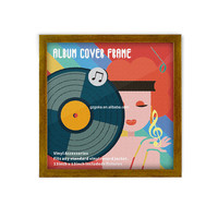 Support mural en vinyle pour exposition, cadre d'enregistrement en or, présentoir de stockage inclus