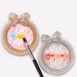 Résine naturelle, nœud papillon, perle, diamant, pointe d'ongle, <span class=keywords><strong>tableau</strong></span> d'affichage d'art, Nail Art, Gel, poudre, peinture, bord doré, Palette de couleurs mélangées - Product Image 3