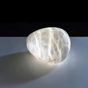 Suspension LED en pierre d'albâtre, style Wabi Sabi nordique, pour villa, escalier, salon, lampe d'ambiance artistique design en forme de galet irrégulier, décoration - Product Image 2
