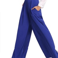 Pantalon palazzo large à jambes larges en velours côtelé noir élégant pour femmes grandes tailles avec fermeture éclair au dos