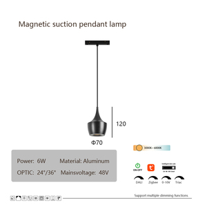 Hiện đại <span class=keywords><strong>LED</strong></span> ánh sáng mặt dây nhôm sắt Globe Magnetic theo dõi sử dụng thương mại 48V mặt dây từ hút mặt dây đèn - Product Image 3