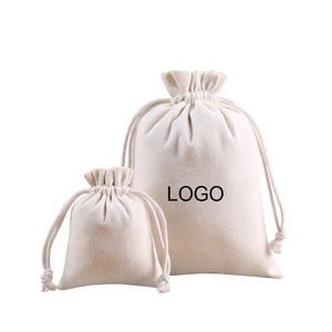 Pochette en coton écologique avec logo personnalisé, sac en toile de coton calicot imprimé avec cordon de serrage double - Product Image 1