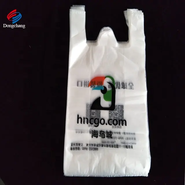 White Plastic T-shirt Shopping Bag With Vest Handle