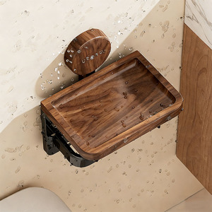 Portarotolo Quadrato Multifunzione in <span class=keywords><strong>Legno</strong></span>, Eco-friendly, da Parete, con Mensola Portaoggetti per Bagno - Product Image 3