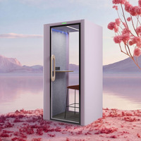 Cabine de bureau insonorisée individuelle, cabine téléphonique acoustique avec bureau, tabouret, éclairage LED et ventilation pour bureau et domicile