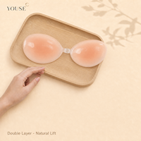 Soutien-gorge invisible adhésif en silicone réutilisable pour femme, sans dos, fermeture avant, bonnet 3/4, push-up, sans armatures, respirant, écologique