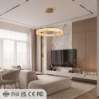 Lustre suspendu de luxe en acier inoxydable, lampe à suspension LED en résine pour éclairage intérieur de salon, vente en gros