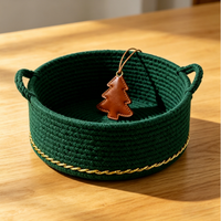 Cesta de Almacenamiento Redonda de Cuerda de Algodón Moderna, Ecológica y Ahorradora de Espacio para Escritorio, para Guardar Llaves, Bocadillos y Juguetes