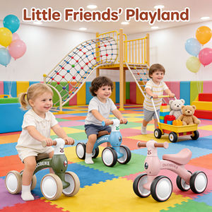 Cadeau pour la fête des enfants, vélo d'équilibre pour enfants de 1 à 3 ans, trotteur à quatre roues pour tout-petits, roues intérieures/extérieures - Product Image 4