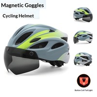 Casque de vélo avec visière magnétique, feu arrière rechargeable par USB, 18 aérations, coque en PC, réglage ajustable pour hommes et femmes adultes