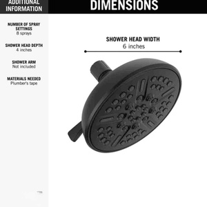 Pommeau de douche anti-fuite 6 pouces à effet pluie, haute pression, avec douchette à main intégrée, orientable et réglable - Product Image 2