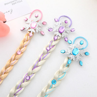 Nouvelle perruque princesse tresse queue de cheval argentée pour enfants cravates accessoires pour cheveux