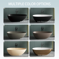 Baignoire autoportante en pierre artificielle noire de style européen, écologique, facile à nettoyer et durable, pour salle de bain au design moderne, utilisation hôtelière