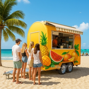 Carrito de Comida Personalizado, Pequeño, Móvil, de Fibra de Vidrio Resistente a la Oxidación, para Venta de Comida Rápida, Helados, Hot Dogs y Snacks - Product Image 2