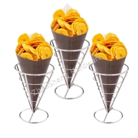 Support de cône gaufré à bulles en fil métallique personnalisé en acier inoxydable pour restaurant