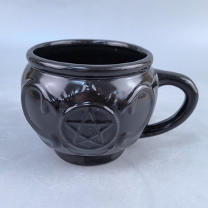 블랙 세라믹 마녀 컵 501ml-600ml 용량 선물 상자 포장 손잡이 만화 패턴 AB급 품질 할로윈 모던 - Product Image 1