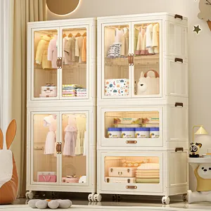 rmier Multi functional high-capacity plastic wardrobe foldable storage box cabinet baby wardrobe drawer style children's cabinet
