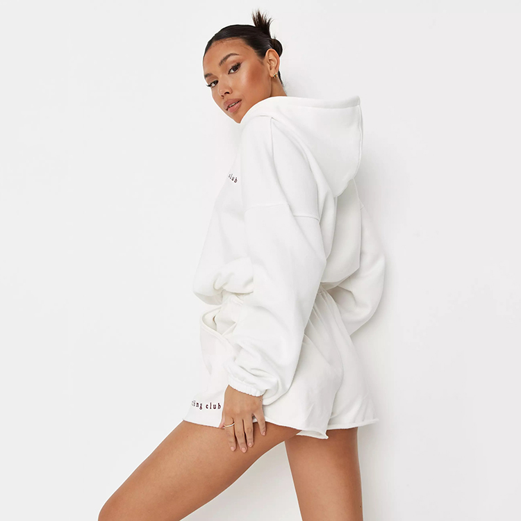 Organic Cotton Oversized Zip Up Hoodies Womens Sweatshirts And Pullover Sweatshirt Short Set Women