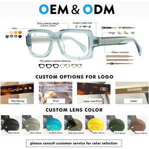 Gran oferta, logotipo personalizado de alta calidad, monturas de gafas ópticas de acetato BIO cuadradas Unisex de lujo gruesas a <span class=keywords><strong>la</strong></span> moda, Monturas ópticas - Product Image 2