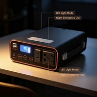 12V 0.2kWh LiFePO4 Kompakt Güç İstasyonu Çift 220V AC Çıkışlı USB DC Giriş Çıkışlı LED Işıklı 300W Karavan Ofis Acil Durum Yedek Güç Kaynağı