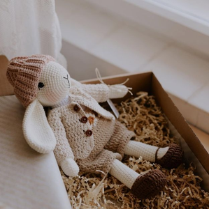 Conejito <span class=keywords><strong>de</strong></span> Orejas Largas Tejido a Mano al por Mayor con Lindo Sombrero y Ropa para Niños, Amigurumi <span class=keywords><strong>de</strong></span> Algodón, Regalos <span class=keywords><strong>de</strong></span> Cumpleaños para Niños - Product Image 5