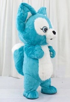 Costume de mascotte gonflable de renard bleu certifié à fourrure longue pour adultes, idéal pour le cosplay, les défilés et les fêtes