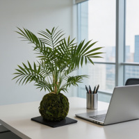 Nouvelle Arrivée Plante Artificielle Areca Palm Kokedama 37cm, Boule de Mousse Artificielle Bonsaï, Décoration Écologique pour Intérieur, Mariage, Maison, Bureau, Table