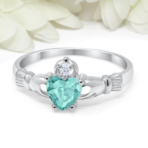 แหวนเงินแท้ S925 ประดับเพชร CZ ทรงกลมรูปหัวใจ พาราไบต์ ทัวร์มาลีน และเพชรจำลอง รุ่นยอดนิยม สำหรับเป็นแหวนหมั้นหรือแหวนแทนใจ - Product Image 1