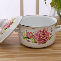 Ensemble de casseroles classiques pour la cuisine à domicile avec logo personnalisé, portable, à double poignée, en émail antiadhésif, en métal durable