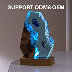 Nhựa Đại dương ánh sáng đèn Diver ánh sáng ban đêm Epoxy nhựa đầu giường đèn Đại dương chủ đề <span class=keywords><strong>diorama</strong></span> đại dương Đèn Lặn nhựa gỗ ánh sáng - Product Image 4