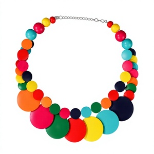 Collar de Resina Geométrico Colorido con Cuentas Circulares, Joyería Unisex de Calidad, Regalos de Moda, Accesorio Moderno para Mujer - Product Image 1