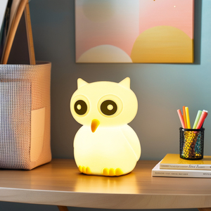 Lampu Isi Ulang Usb Kawaii Lampu Silikon Kecil Bentuk Burung Hantu Lampu Led Hewan Lucu Lampu Tidur Kamar Tidur yang Dipersonalisasi - Product Image 4