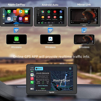 Estéreo Portátil para Auto con Pantalla Táctil LCD de 7 Pulgadas, CarPlay Inalámbrico, Android Auto, Airplay, Bluetooth, Manos Libres, Mirror Link, AUX, Transmisor FM