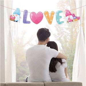 Set de Decoración para Fiesta de Gnomos de San Valentín con Pancarta de Amor, Bandera para Pastel y Adornos Colgantes en Espiral para Suministros de Aniversario de Bodas - Product Image 2