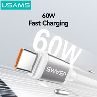 Kabel Data Pengisian Cepat Ponsel USAMS SJ756 Kustomisasi Grosir Tipe-c Ganda 5A Tipe C Usb 1.2M Kabel Transfer Data