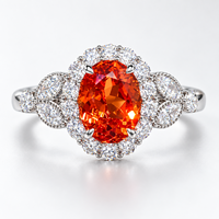 Bague ovale en or 18 carats avec halo de diamants de laboratoire couleur orange Fanta, certifiée IGI, bijoux fins, vente en gros, OEM, ODM