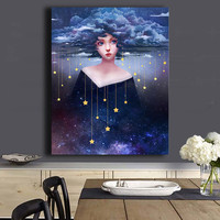 Ever Moment Peinture Diamant Portrait de Fille Dessin Animé, Broderie Diamant Carré Complet en Résine, Décoration Murale, Artisanat, Loisirs à Domicile 3F2512