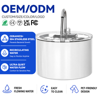 Fontaine à eau intelligente en céramique pour chat, distributeur d'eau silencieux à circulation continue pour animaux de compagnie avec filtre à 4 étapes, double débit et option capteur
