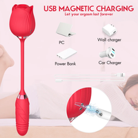 Rosen-Saugvibrator Teleskopischer Stoßvibrator G-Punkt-Stimulator Silikon USB-Aufladbar Wasserdicht 10-Gang Brustwarzen-Stimulation