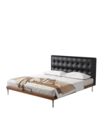 Lit king size en cuir véritable, style nordique minimaliste moderne, cadre en bois massif, tissage gaufré, lit moelleux SMC130