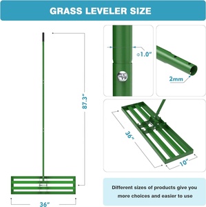 Niveleur de pelouse manuel en acier de grande taille de 30*10 pouces pour l'engrais organique de l'herbe épandeur de sable nivelant l'<span class=keywords><strong>entretien</strong></span> de gazon de cour de jardin - Product Image 5