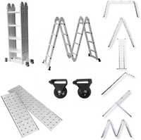 Échelle pliable polyvalente en aluminium avec barre de stabilisation Échelle télescopique pour toit