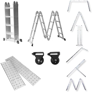 Échelle pliable polyvalente en aluminium avec barre de stabilisation Échelle télescopique pour toit - Product Image 4