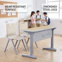 Ensemble bureau et chaise modernes avec plateau en bois et assise en contreplaqué de bouleau - Mobilier durable et écologique pour les écoles, les ateliers et les espaces commerciaux