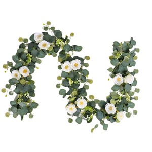 ดอกไม้ประดิษฐ์สีขาว กิ่งยูคาลิปตัสผ้าไหม ขนาด 100-200 ซม. สำหรับตกแต่งงานแต่งงานและบ้าน - Product Image 4