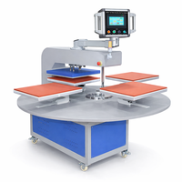 Presse à chaleur par sublimation hydraulique automatique à quatre stations avec plateau tournant 40x60 pour l'impression de t-shirts et de sacs à main