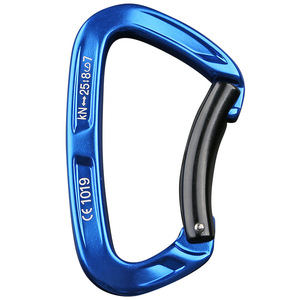 Alnas Curved D-Type Carabiner Aluminum Alloy 10x6cm Quick Release Outdoor Climbing Safety Lock Blue - Product Image 1