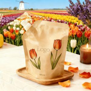 Bolsas de Embalaje de Papel Kraft Biodegradables Reutilizables con Impresión Personalizada, Bolsa Doypack Cosmética con Boquilla - Product Image 1