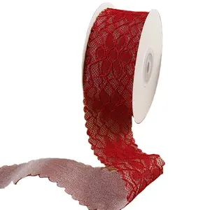 Gordon nastri con bordo ondulato nastro di pizzo Organza con ricamo motivo floreale per abbigliamento Deco carta regalo di san valentino